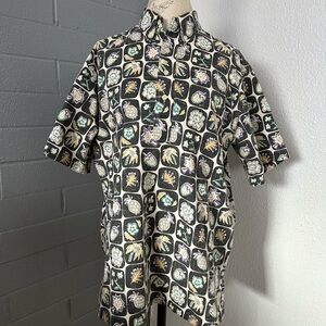Reyn Spooner Black and White Patterned Aloha Dress Shirt